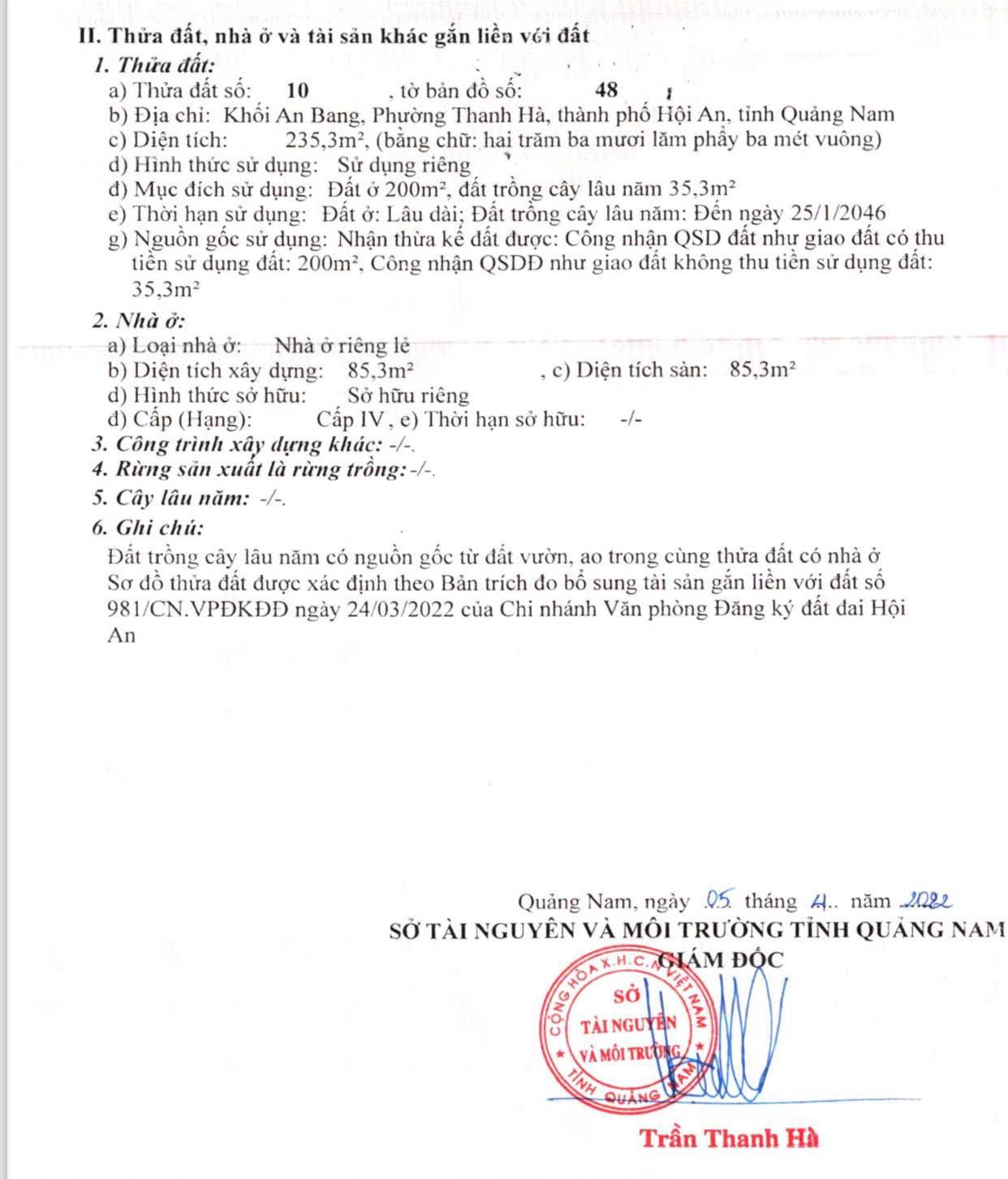 Thông tin thửa đất